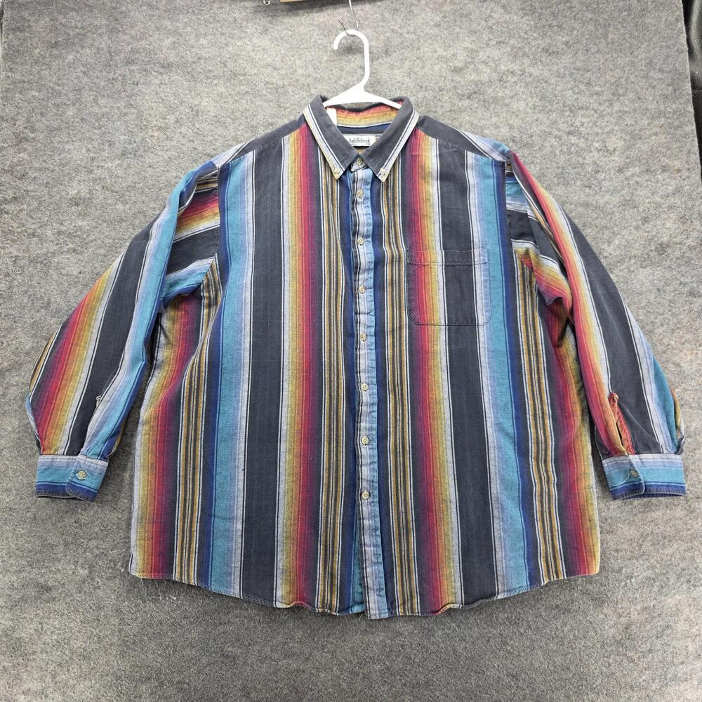Saddlebrook Shirt Mens 2XL Multicolor Stripe Long Sleeve Button Front Casual